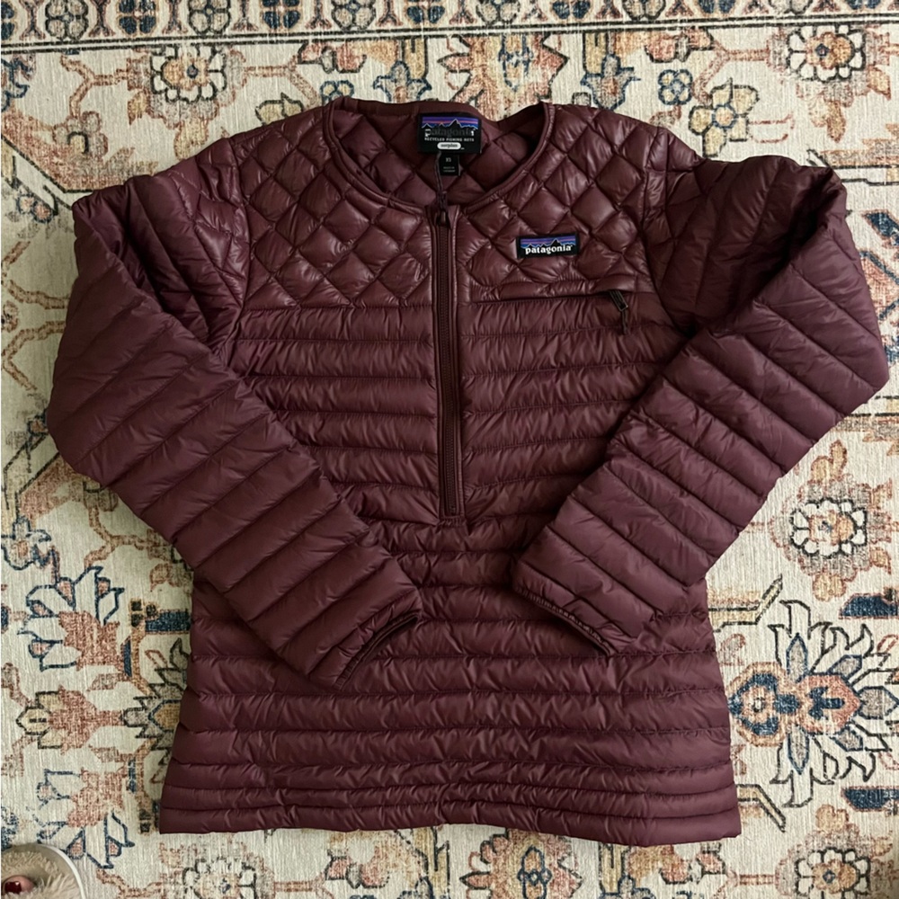 Patagonia Alplight Down Dark Ruby Zip Pullover Nw… - image 4